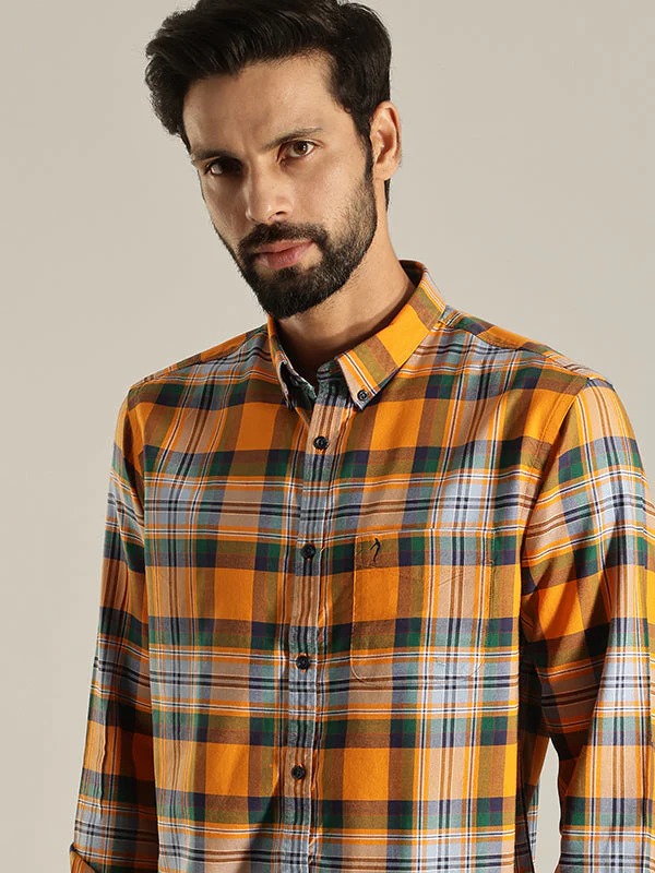 Indian Terrain Men's Slim Fit Full Sleeve Checkered Multicolor Shirt